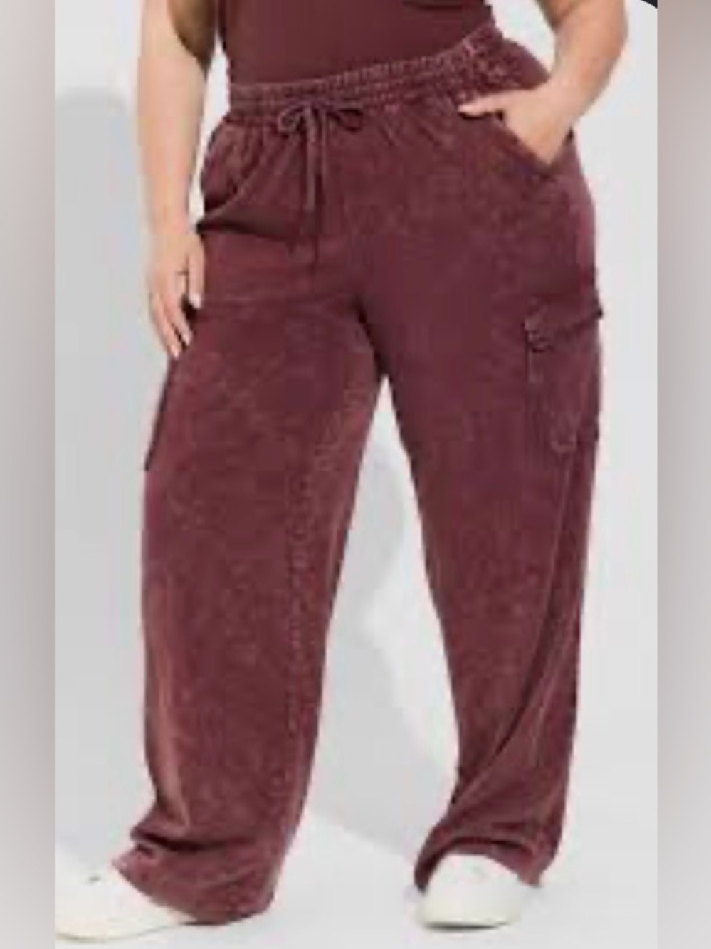 🖤TORRID MINERAL WASH WINE RAYON CARGO WIDE LEG PANTS SIZE 2T🖤